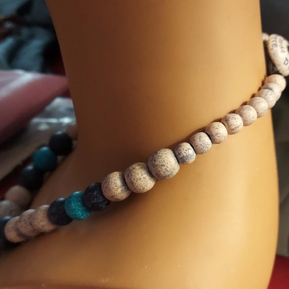 Leros Turquoise Clay Ombre Beaded Boho Necklace Handmade Greece